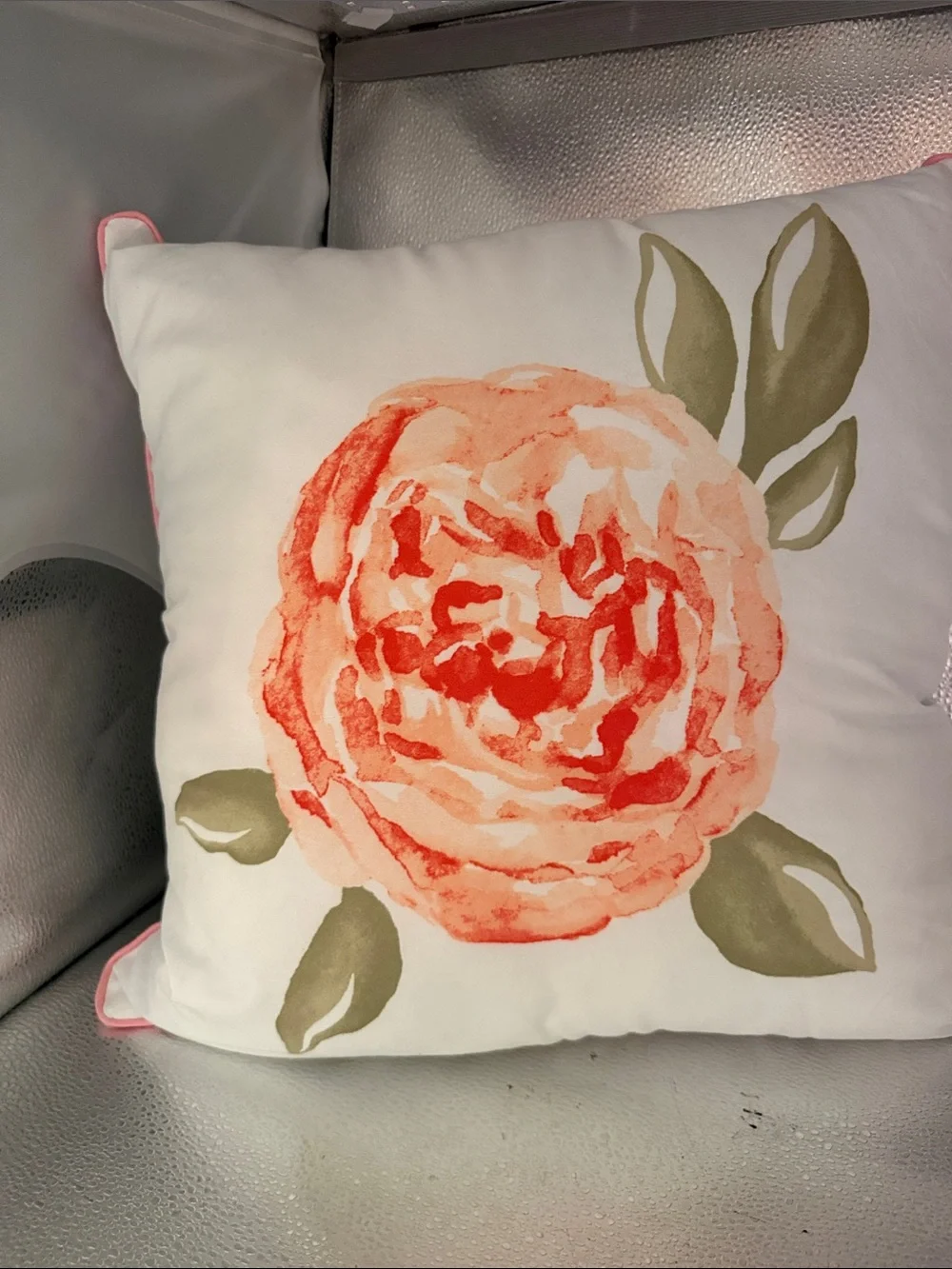 Water color pillows.One square and rectangle with roses and greenery.